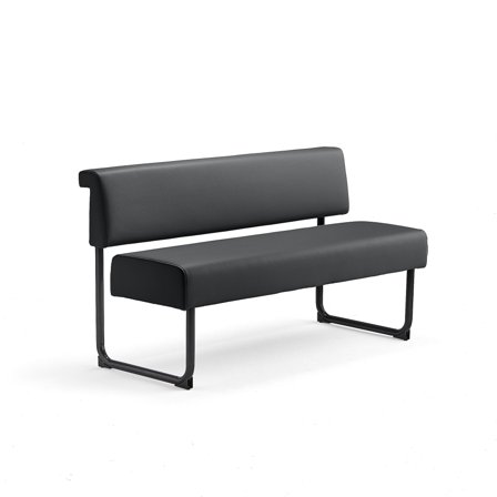 Sofa START, 1400 mm, Kunstleder anthrazit/schwarz