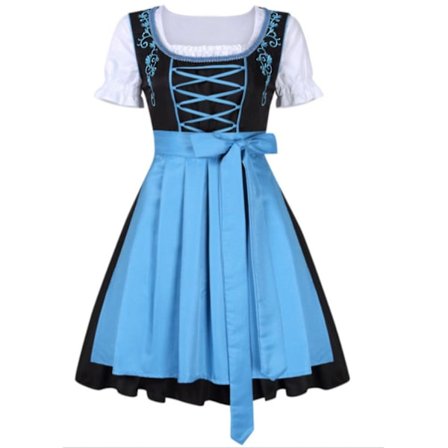 Blå bayersk dirndl-kjole for kvinner - Tradisjonell tysk Oktoberfest-festivalantrekk [YDE]