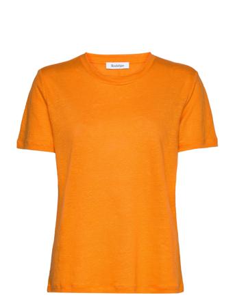 Rodebjer Ninja Linen T-shirts & Tops Short-sleeved Oransje RODEBJER*Betinget Tilbud