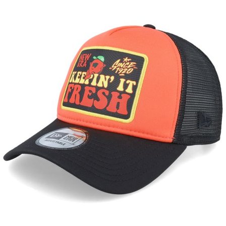 New Era - Röd trucker Keps - Ne Patch Lava/Black A-Frame Trucker @ Hatstore