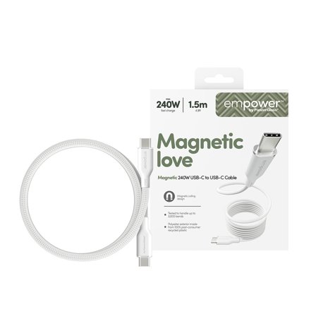 PanzerGlass EMPOWER MAGNETIC CA 240W USB-C-USB-C 1.5M WHITE CABL