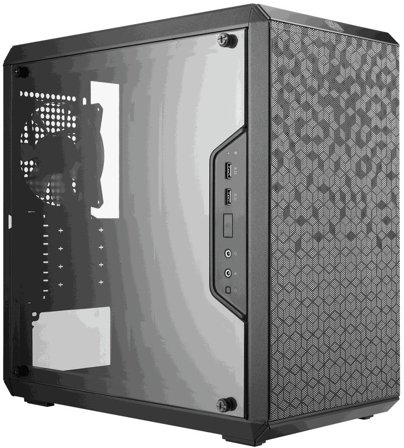 Cooler Master MasterBox Q300L Mini Tower Vifter: 1x 120mm bak, mITX, mATX, vindu, justerbart I/O panel