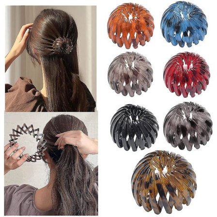 7-pack fågelbo formade hårklämmor Hårklo Hästsvans Hårnål Curling Mode Lady Bird Expanderande kristallsvanshår Spiralhårband