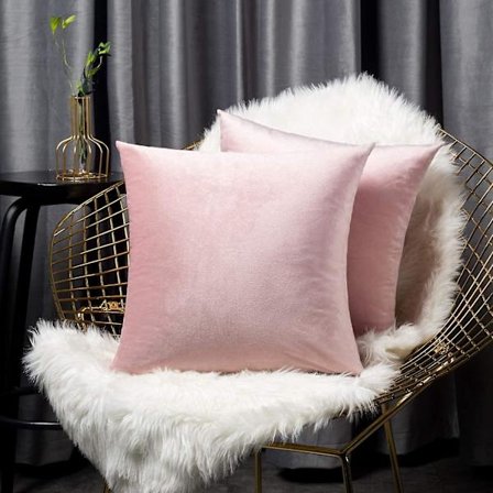 2 kappaleen samettipäällinen tyynynpäälliset, koristeelliset tyynynpäälliset sohvalle makuuhuoneeseen (18x18 tuumaa, vaaleanpunainen)