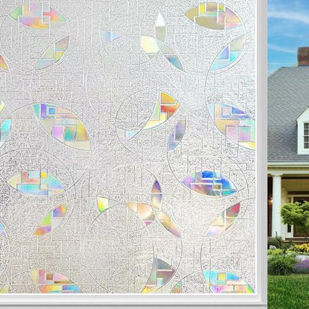 (45x200cm) Självhäftande statisk fönsterfilm, regnbågsfönsterfilm, tulpanmönstrad frostad gl