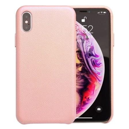 iPhone Xs Max QIALINO Classic sarjan kova muovinen aito lehmänvuohen nahkainen takasuoja kuori - Pinkki Pink