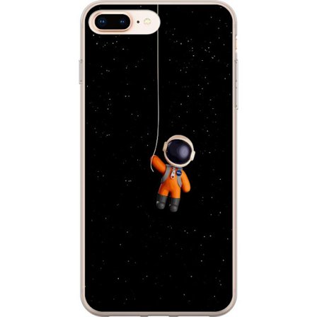 Kompatibel Mobilcover til Apple Apple iPhone 7 Plus Astronaut hænger i tov i rummet mod stjernene, minimalistisk sci-fi motiv perfekt til rumfans