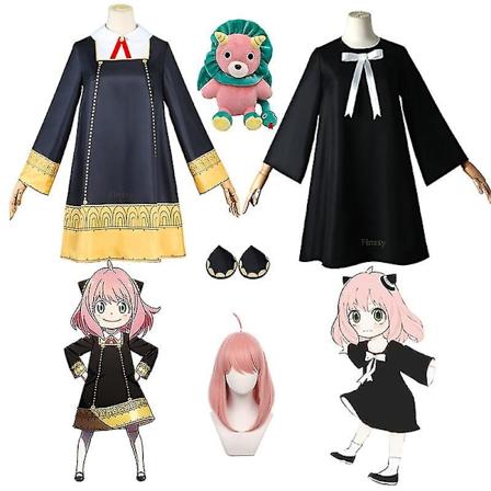 Halloween Spy X Family Anya Forger Cosplay Kostym Anime Cosplay Peruk Vuxna Kläder Inklusive Strumpor Djävulshorn Huvudbonad Only Doll 8 XL