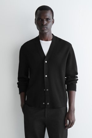 COS Men's Double-Faced Knitted Cardigan in Black