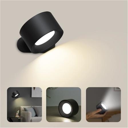 Inomhusvägglampa, Touch LED-vägglampa med USB laddningsport Touch Control, 3 ljusstyrkanivåer 3 temperaturer 360 Vridbar sänglampa F null none