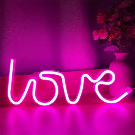 Love Neonlys Neonrosa Skilt Neon Skilt Kunst Vegglys USB/Batteri