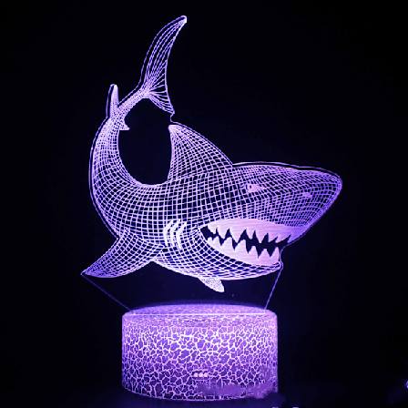 Shark 3D Illusion Nattlampa Djur Touch Bordsskiva Skrivbordslampa,