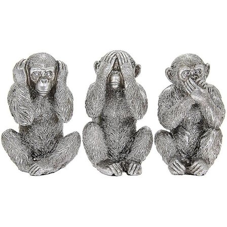 Kloge Aber Dekorationer I Antik Sølv Finish Bil Orangutang Kreativ Harpiks Ornament Dekoration 3stk