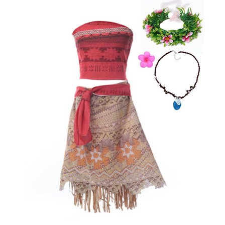 Disney Jentekjole Vaiana Kjole Sommer Barnefest Moana Prinsesse Rollespill Kjæledyr Gris Kylling Sett Halloween Kostyme Party D Moana{ee}