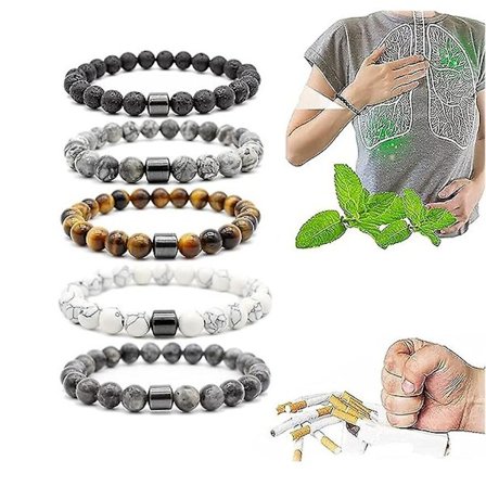 5 stk rygestoparmbånd, magnetisk anti-ryge armbånd, anti-ryge magnetisk terapi armbånd, rygestop armbånd, anti-angst bøjle