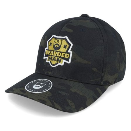 Bearded Man - Camo flexfit Keps - Logo Badge Dark Camo Flexfit @ Hatstore