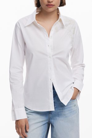 Desigual Camicia Maniche Lunghe Donna Bianco
