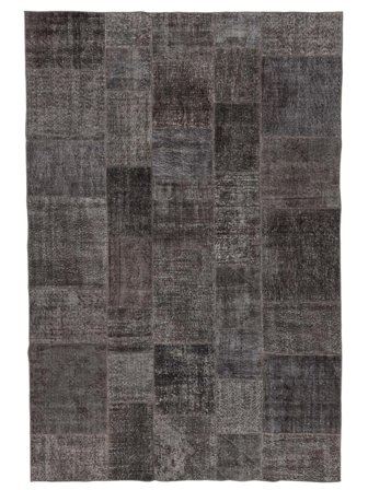 Patchwork Teppe Moderne Svart/Brun (Ull, Tyrkia)