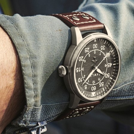 Apollo | Reloj de piloto en negro y plateado para hombres - Relojes de pulsera