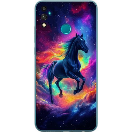 Kompatibelt Mobilskal till Honor 9X Lite Färgstark galaxhäst med regnbågsmane i rymdmiljö, magisk fantasyillustration för barnrum, posters och mo