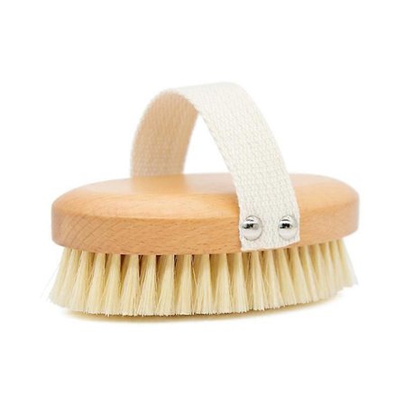 Plastikfri Oval Kropsbørste, Tørbørste, Eksfolierende Børste, Massagebørste, Kropseksfoliering, Børste til Fjernelse af Død Hud, Forbedrer Lymfatiske 