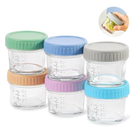 120ml Glasburkar för Barnmat, 6 Glasburkar, Barnmatsbehållare, 6 Regnbågsfärger