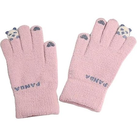 Söta Panda Pekskärmsvantar Vinter Varma Vantar Telefonvantar Dam (4st, rosa)