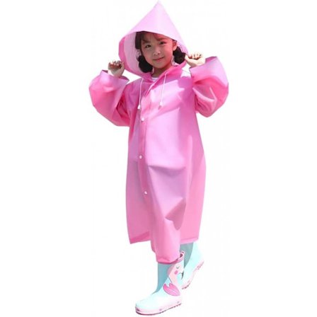 Regnjakke for barn - Rosa - EVA-regnjakke med hette - 100-140 cm