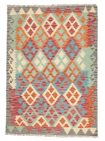 Oriental Kilim Afghan Old Style Rug 123X172 Green/Brown Wool, Afghanistan