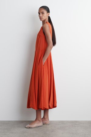 COS Women's Vestido Midi Globo Sin Mangas in Naranja