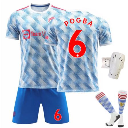 21-22 kauden Red Devilsin kotipaita nro 7 C Ronaldo sininen peliasu jalkapalloasu nro 6 Pogba Size 6 with socks + protective gear 16#