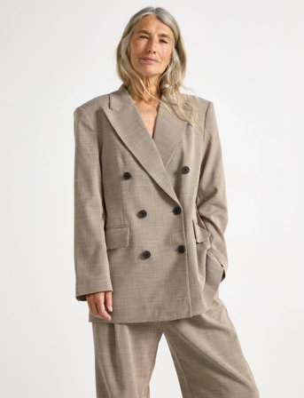 Lindex Blazer Med Dobbelt Knaplukning - Beige - XL