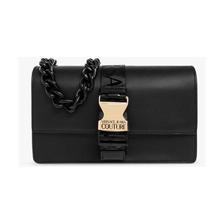 Versace Jeans Couture, Shoulder bag with logo Zwart, Dames, Maat:ONE Size,leer