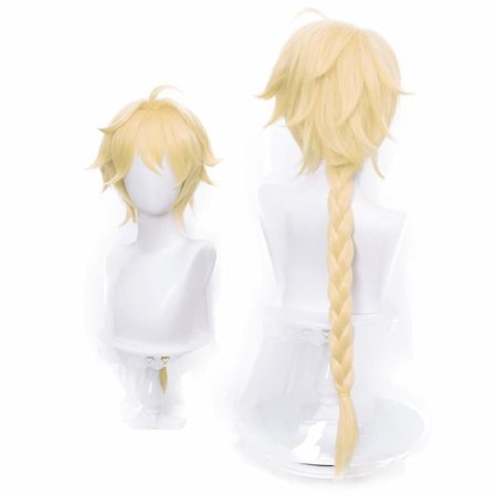 Golden Braid Cosplay Peruk för Game Genshin Impact