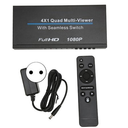 HDMI Quad Multi Viewer 4x1 4 in 1 Out 1080P IR Fjärrkontroll 110-240V EU-kontakt