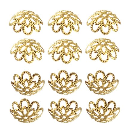 10mm Guld Tone Blomster Perle Caps Hule Blomster Perle Caps til Smykkefremstilling (Guld)