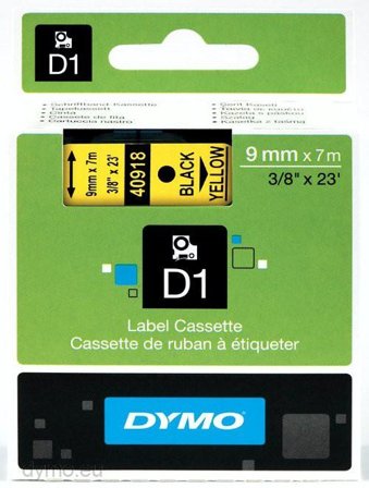DYMO D1 9mm 1pk, Sort/Gul
