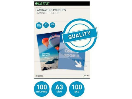 LEITZ Laminat A3 100mic klar 100/fp - Lyreco - Kontorsmaskiner - Laminering - Laminat - A3