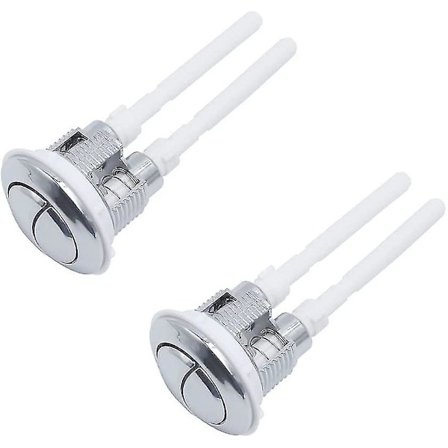 2 st Toalett Cistern Knappar 38mm Dubbel Spolning Toalett Spolning Tryckknappar Silver Högtryckspump