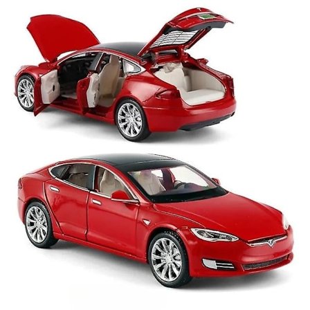 1/32 Tesla Model X 90d SUV Legetøjsbil Model Støbt Metal Miniature Lyd & Lys Træk Tilbage 1:32 Samlerobjekt Gave Til Drenge Børn TESLA MODEL S Rød