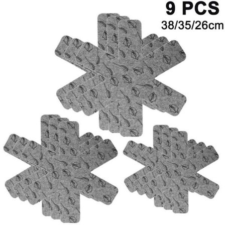 9 stk grydeunderlag, grydebeskytter, grydestabler, grydestablering af filt til gryder, pander, 3 størrelser