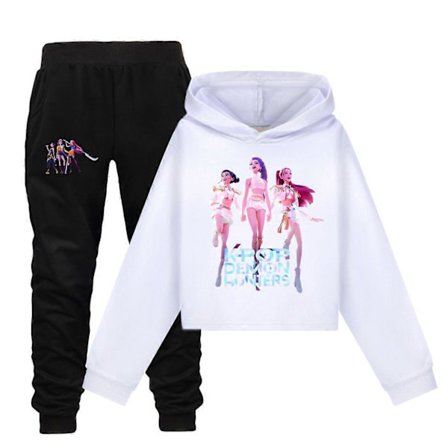 Jenter K-Pop Demon Hunters Hettegensere Barn Genser Pullover Topper Bukser Antrekk Sett 03 _b