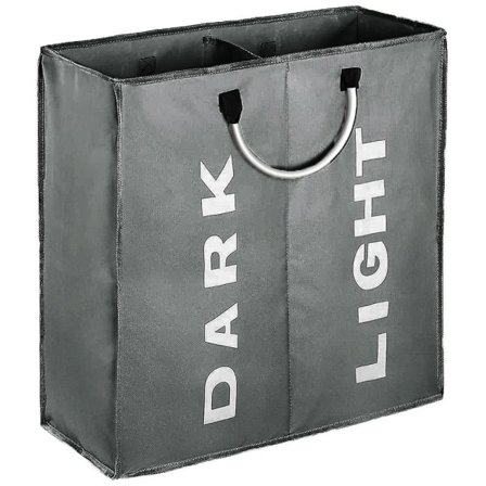 Dubbel tvättkorg med lock och avtagbara tvättpåsar