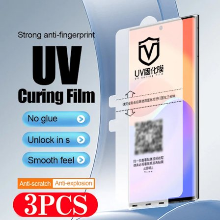 3 st UV-ljushärdande film för Samsung Galaxy S24 S23 S22 Ultra S21 S20 Ej skärmskydd i glas för Samsung Note 20 10 Plus