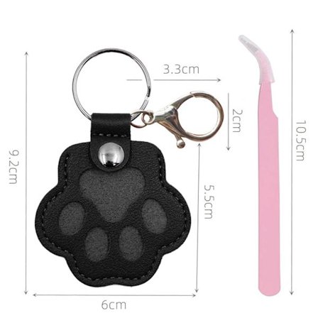 Nøkkelring poteformet kjæledyrhår lær minnesmerke nøkkelring (svart)