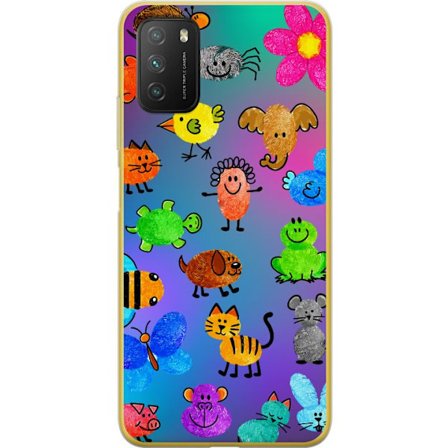 Kompatibelt Mobildeksel til Xiaomi Poco M3 Little Scribble Friends