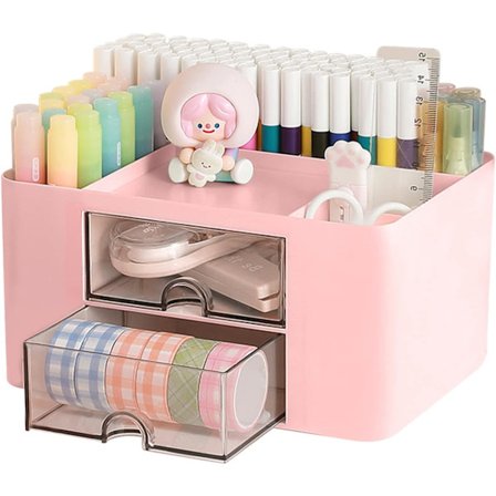 Työpöydän laatikon järjestäjä (vaaleanpunainen), työpöydän laatikon säilytysjärjestäjä, Stati
