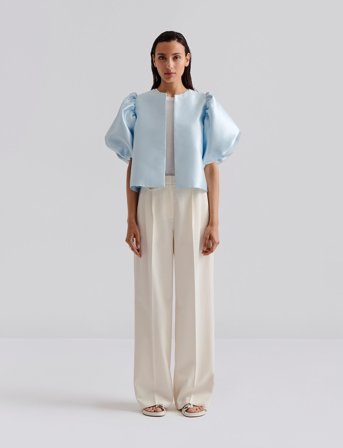 Malina Cleo Pouf Sleeve Blouse - Blue - XL