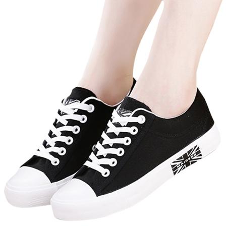 Casual Sneakers Med Snörning För Kvinnor Med Rund Tå Canvas Sneaker