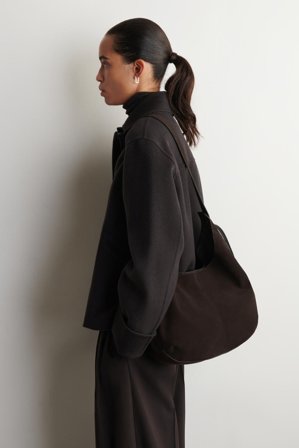 COS Women's Knoll Shoulder Bag Suede in Brown